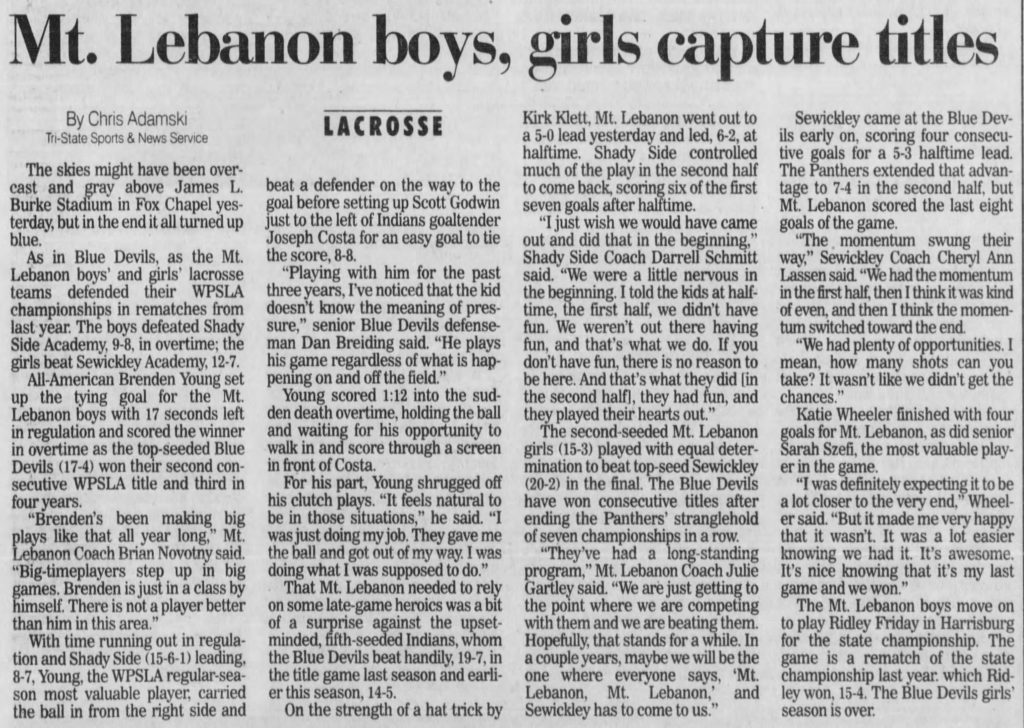 June 1, 2003 - Pittsburgh Post Gazette